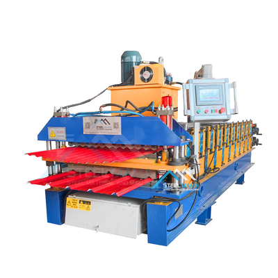 Máquina de moldagem de rolos de telhado de aço de camada dupla com potência de 5,5 kW e 15-16 estações