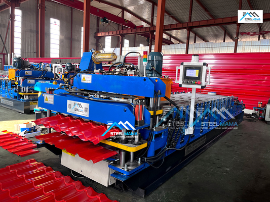 Máquina de moldagem de folhas de telhado de duplo perfil controlada por PLC para produção