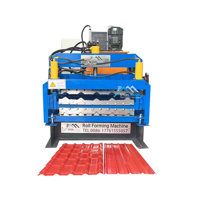 Potência hidráulica 5.5kw Roofing de cor de camada dupla IBR Corrugated Tile Roll Forming Machine