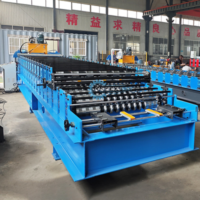 Máquina de corte hidráulico de rolos de aço galvanizado de camada dupla de telhado de 5.5kw