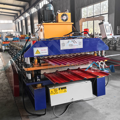 Máquina de moldagem de rolos de telhado de aço de camada dupla com potência de 5,5 kW e 15-16 estações