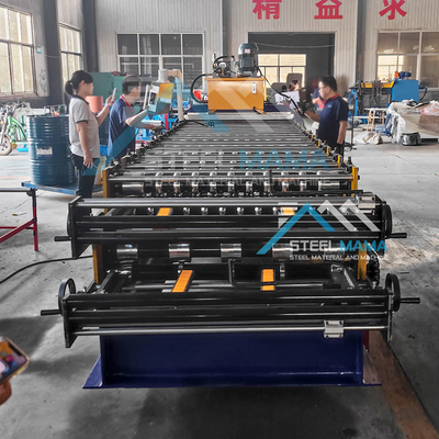 Máquina de moldagem de rolos de telhado de aço de camada dupla com potência de 5,5 kW e 15-16 estações