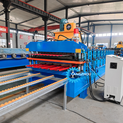 Máquina de moldagem de telhado de metal de camada dupla de dois perfis em um rolo 5.5 kW Potência