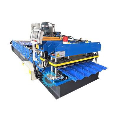 Aço colorido 3kw Servo motor de alta velocidade Zee Roofing Q Tile Roll Forming Machine
