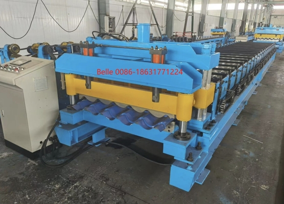 3.5T Metal Roof Tile Roll Forming Machine com 9-11 fileiras Roller Cr12 Blade de corte