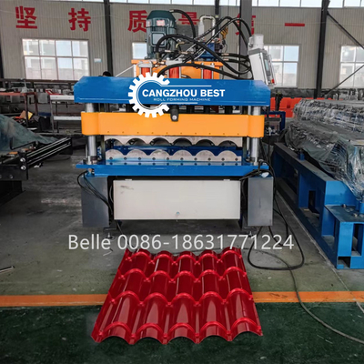 Transmissão por cadeia 9-11 fileiras Roof Tile Roll Forming Machine para 300H Steel Roofing