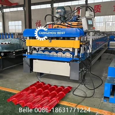 Transmissão por cadeia 9-11 fileiras Roof Tile Roll Forming Machine para 300H Steel Roofing