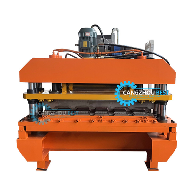 Cortar hidráulico 5.5kw Potência Color Profil de aço Rússia Máquina de moldagem de rolos de telhas