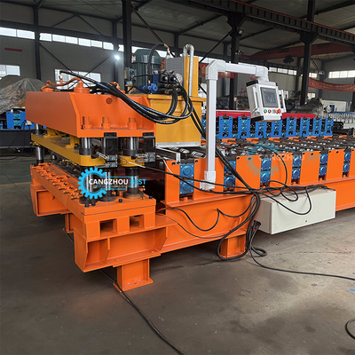 Cortar hidráulico 5.5kw Potência Color Profil de aço Rússia Máquina de moldagem de rolos de telhas