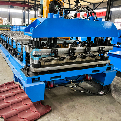 Construção de telhados de azulejos de longa duração 22 passos Rollers Roof Tile Roll Forming Machine com Cr12 Blade