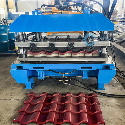 Construção de telhados de azulejos de longa duração 22 passos Rollers Roof Tile Roll Forming Machine com Cr12 Blade