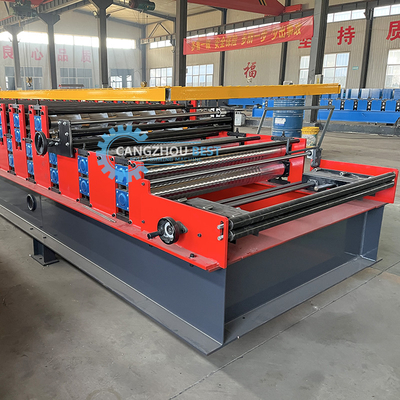 Máquina de moldagem de rolos de folha de telhado de dupla camada de perfil de aço controlada automaticamente por PLC
