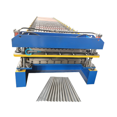 Máquina de moldagem de rolos de camada dupla com controle PLC para espessura de material de 0,25-0,6 mm