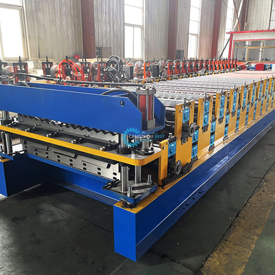 Máquina de moldagem de rolos de camada dupla com controle PLC para espessura de material de 0,25-0,6 mm