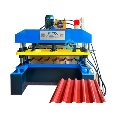 0.3-0.8mm Ibr Máquina de moldagem de rolos de telhado de metal controlada por sistema de controlo PLC
