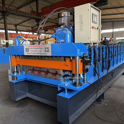 Máquina de moldagem de rolos para fabricação de perfis de aço de camada dupla trapezoidal ondulada