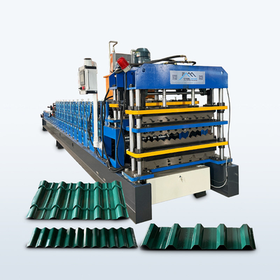 0.25-0.6mm Espessura Máquina de Formar Rollos de Três Camadas 5.5Kw Potência do Motor Principal