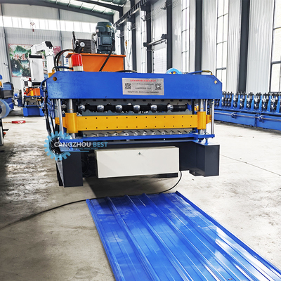 0.6mm Roof Sheet Roll Forming Machine By Delta PLC Para Grandes Projetos