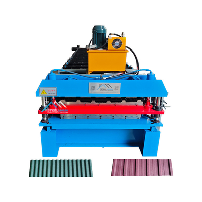 Máquina de moldagem de rolos de camada dupla de matéria-prima PPGI com motor principal de 3 kW Delta Inverter