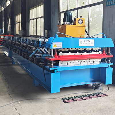 Máquina de moldagem de rolos de camada dupla de matéria-prima PPGI com motor principal de 3 kW Delta Inverter