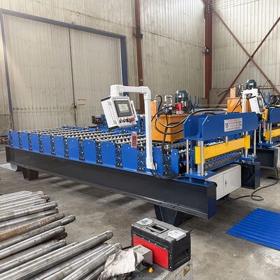 Máquina de moldagem de rolos de corte hidráulico controlada por PLC para chapas de telhado onduladas a 8-12 m/min