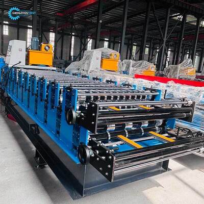 Máquina formadora de rolos de camada dupla para painéis de telhado e parede Máquina formadora de aço colorida de dupla camada multifuncional